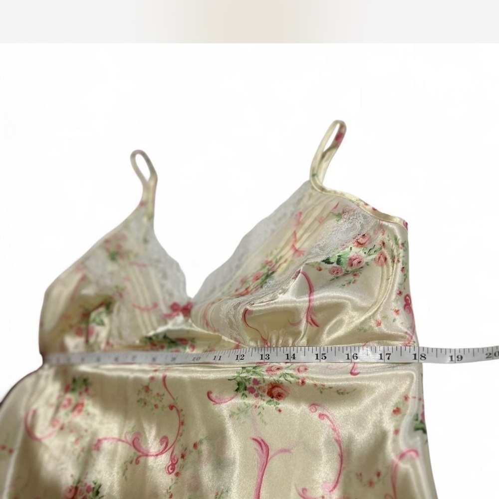 Y2K Fairy Satin Floral Slip Dress with Lace & Ribbon Details Size Large - Picture 5 of 6